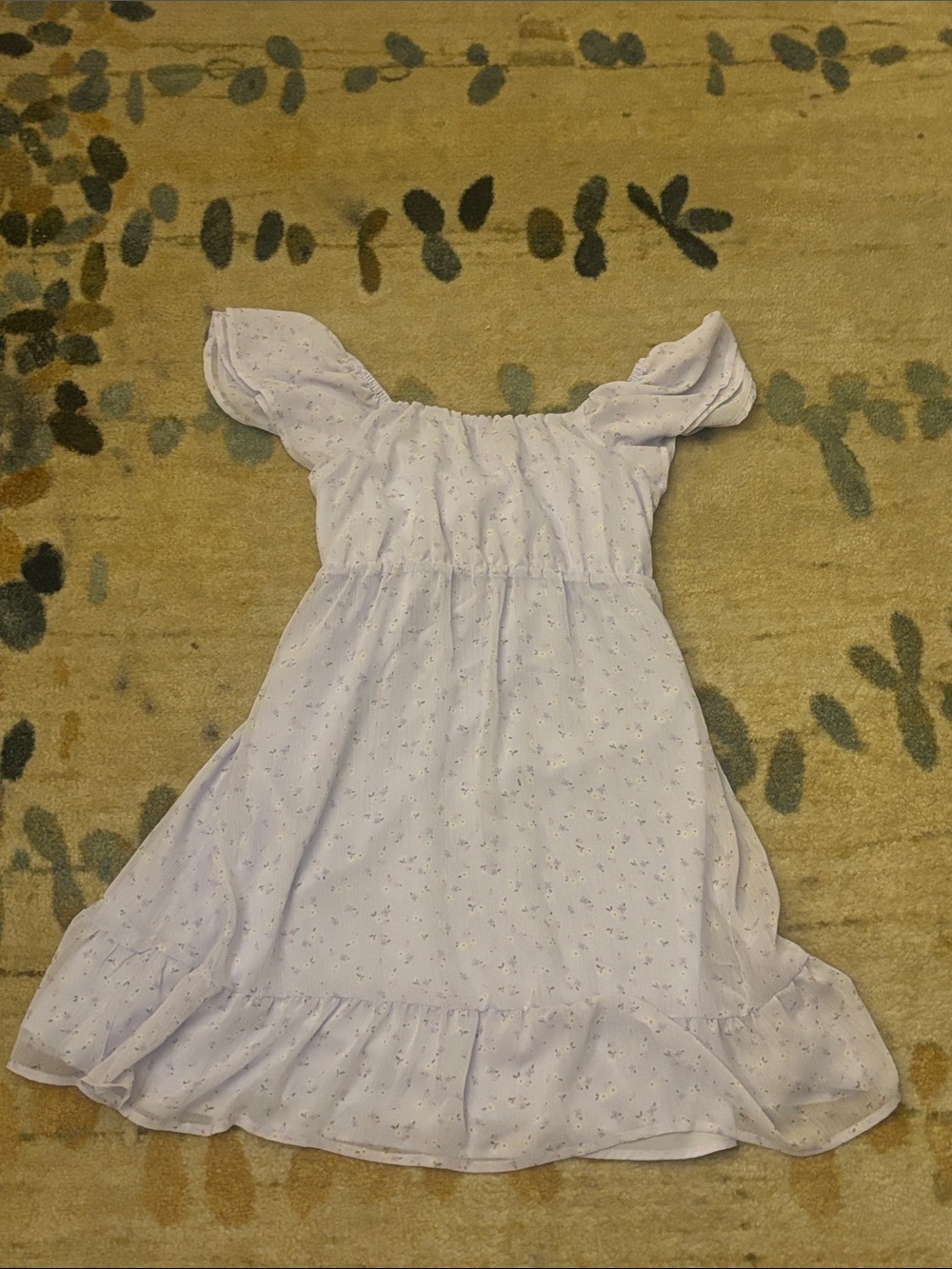Cat & Jack Lavender Flutter Sleeve Floral Dress